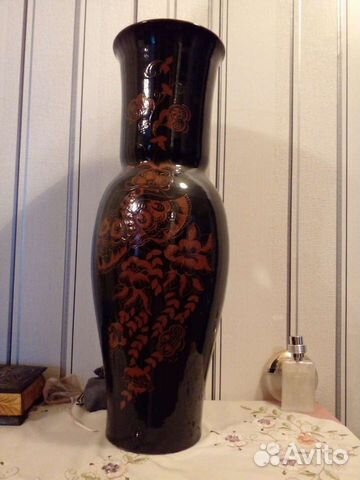 Ваза напольная большая гравировка глиняная