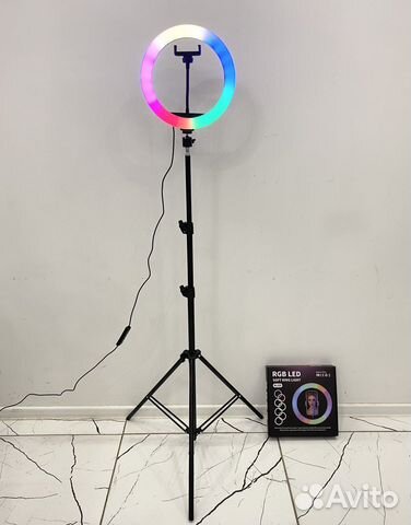 Кольцевая лампа 26 см цветная + Штатив + Доставка
