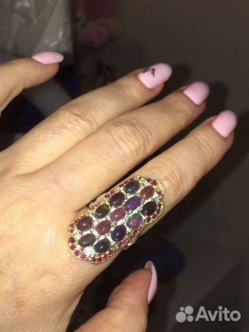 Черный Опал кольцо серебро 925