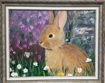 Картина маслом, холст. Кролик