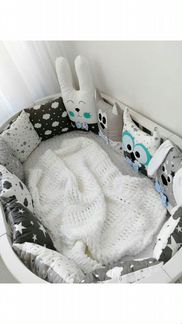 Бортики в кроватку подушки зверюшки