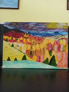 Рисунки. Лес. Речка. Размер 86 \ 60