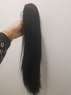 Хвост на заколке -крабе, цвет чёрный, 50 см