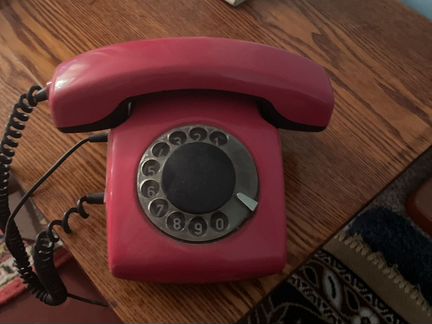 Телефон, ретро, красный