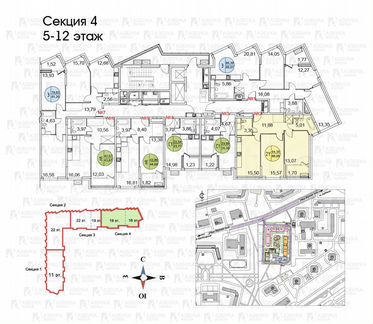 2-к квартира, 66 м², 6/19 эт.