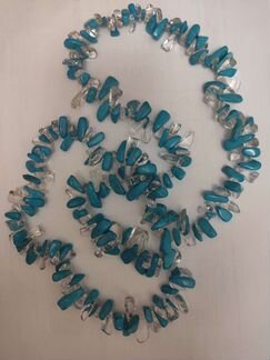Бусы бирюза и кварц 90 см