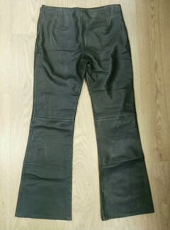 Кожаные брюки-клёш