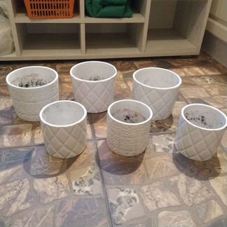 Кашпо 6 шт белые керамика