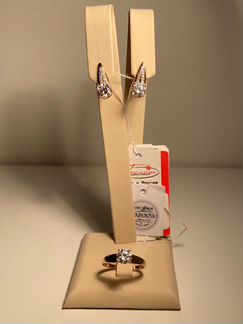 Комплект Swarovski из золота,серьги и кольцо