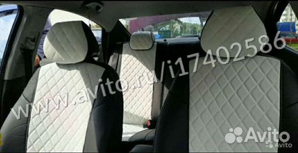 Чехлы для сидений хундай Солярис 1 Ромб черно белы