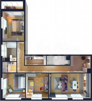 3-к квартира, 112.1 м², 3/22 эт.
