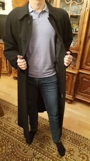 Пальто мужское черное кашемировое длинное