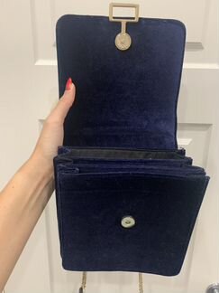 Сумка синяя бархатная