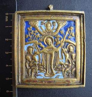 Икона литая. Богоматерь. Мастер хрусталёв. 19 век