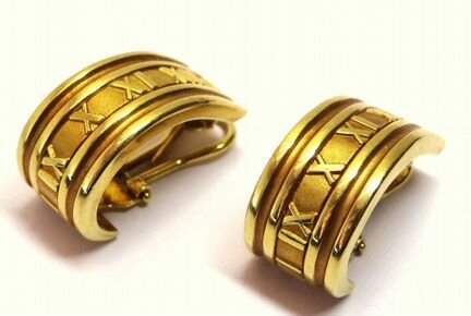 Золотые серьги TiffanyCo Atlas 750 пробы, оригинал