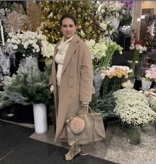 Роскошное оверсайз утеплённое пальто taupe, длинно