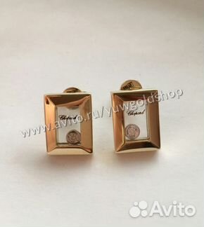 Новые золотые серьги Багет Chopard с брилл.10.63 г