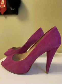 Туфли замшевые на каблуке фуксия