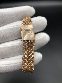 Золотой браслет Тройной Бисмарк с бриллиантами