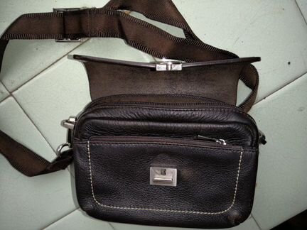Мужская кожаная сумка на пояс