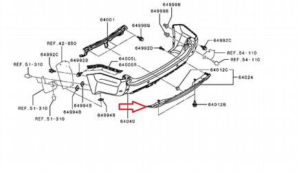 Накладка бампера заднего Mitsubishi Pajero Sport 3