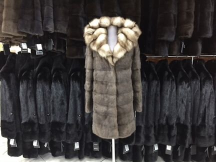 Шуба из норки с соболем