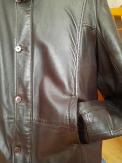 Мужское итальянское полупальто кожанное,подкладка