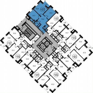 2-к квартира, 61.2 м², 7/17 эт.