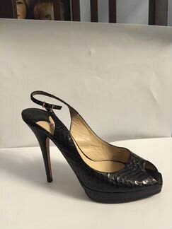 Питоновые черные босоножки Jimmy Choo