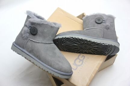 Угги UGG Australia Bailey Button Mini Grey Серые
