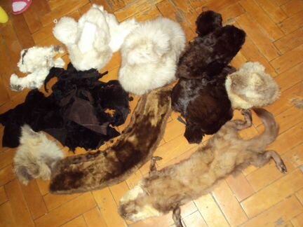 Куски натурального старого меха на поделки