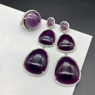 Серьги с аместистом кольцо с аметистом